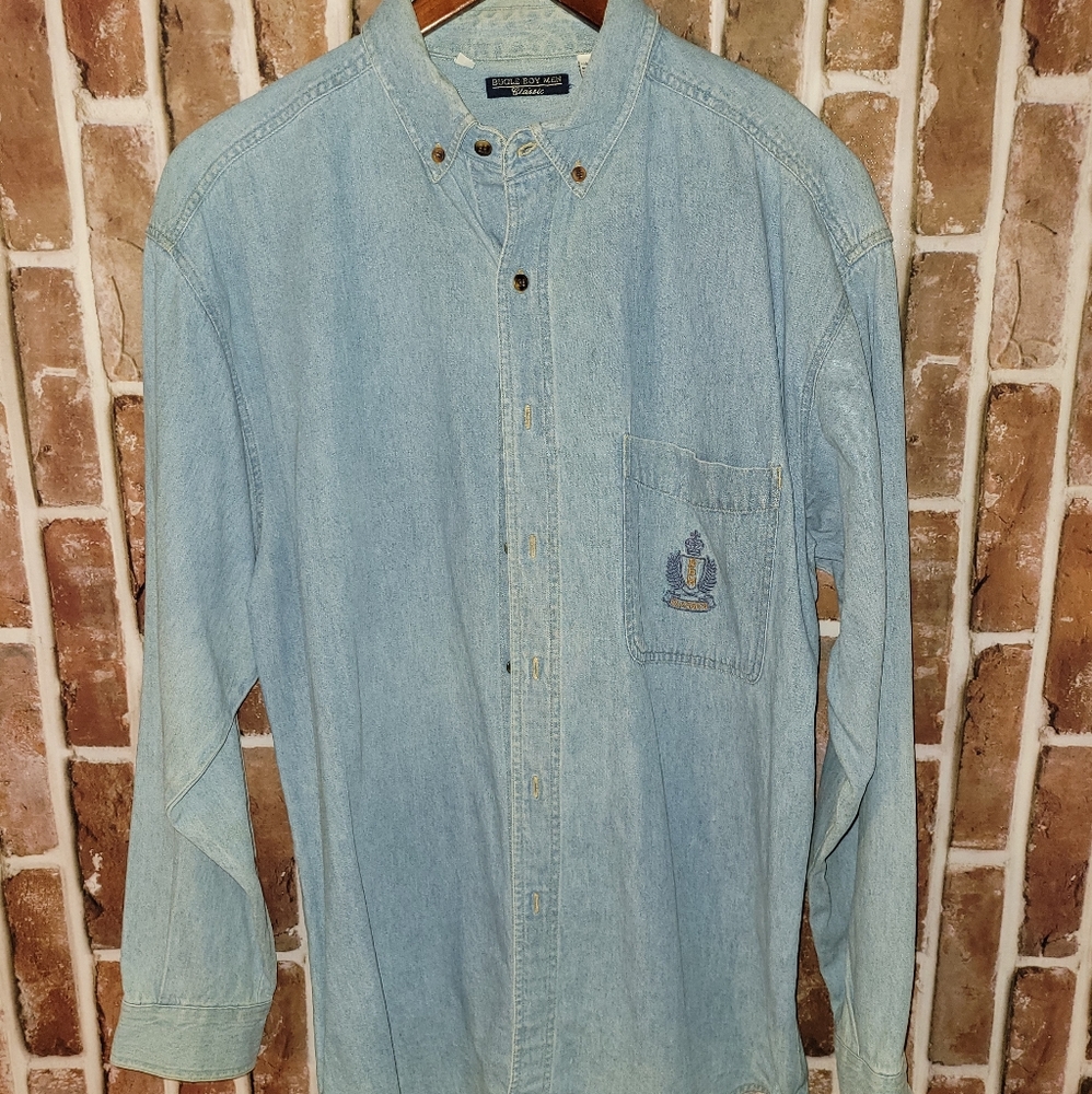 Vintage 90s  Bugle Boy Mens denim button up size L